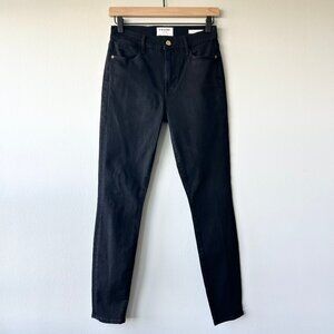 Frame Le High Skinny Jeans Black Stretch Denim Size 27 Womens Film Noir